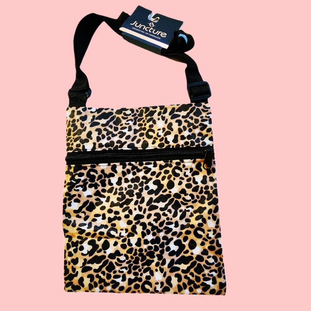 Animal Print Zippered Pouch Adjustable Crossbody Bag Travel 9-1/2" x 8"
